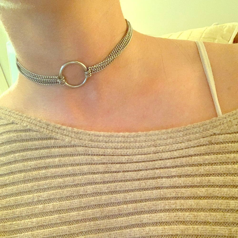 Silver Ring Chocker Necklace